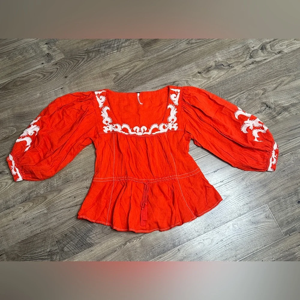 Free People Serenade Embroidered Blouse – Size Small